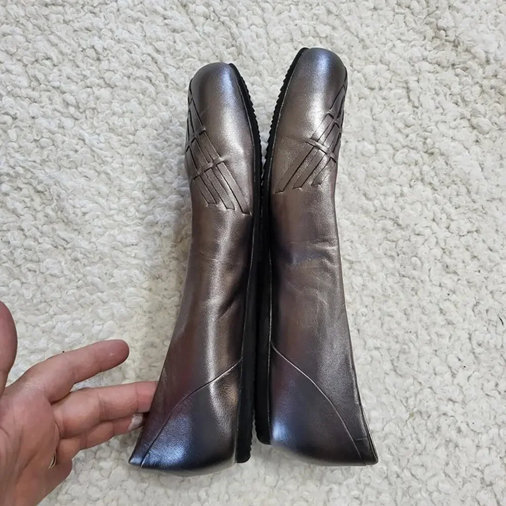 SoftWalk Sonoma Weave Leather Flats  Pewter  size 7.5